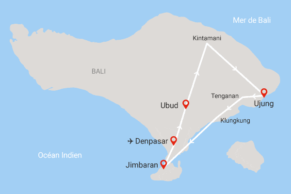 Combiné hôtels De Ubud aux plages balinaises denpasar Bali