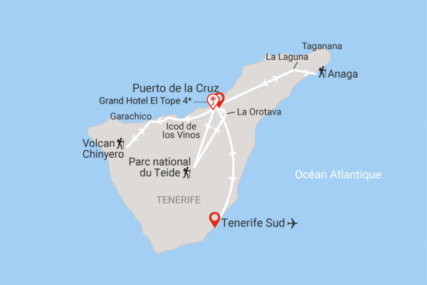 Circuit Randonnée entre volcan et forêts, logement au Gran Hotel El Tope tenerife Canaries