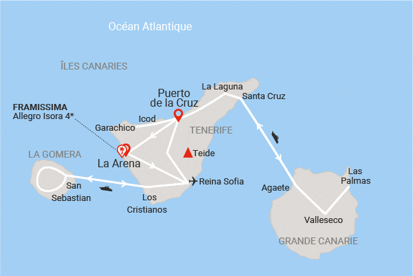 Combiné circuit et hôtel Tour Canario et extension 3 nuits séjour Framissima Allegro Isora tenerife Canaries