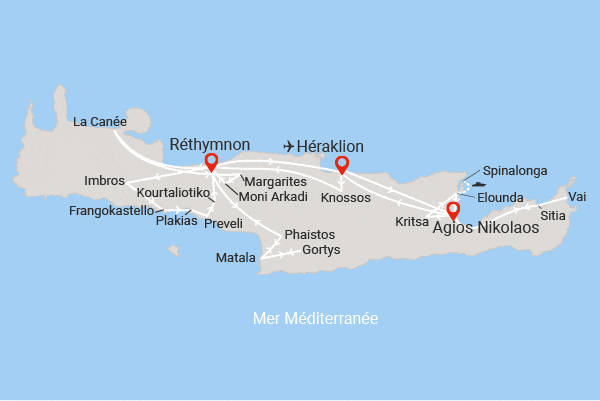 Circuit Merveilles de Crète d'est en ouest heraklion Crète