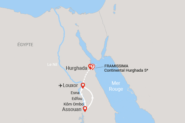 Combiné croisière et hôtel Framissima Gloire des pharaons et extension Framissima Continental Hurghada (10 nuits) louxor Egypte