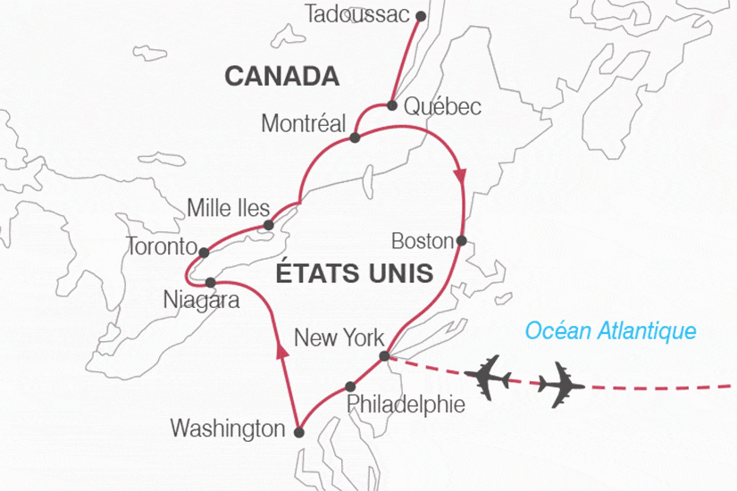 Circuit Canada et USA new_york Etats-Unis