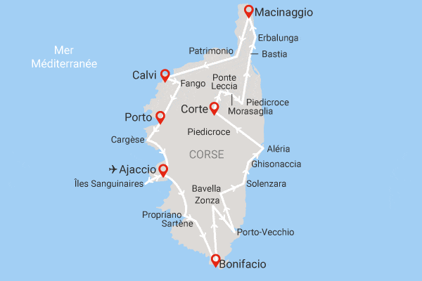 Circuit Merveilleuse île de beauté ajaccio France Corse
