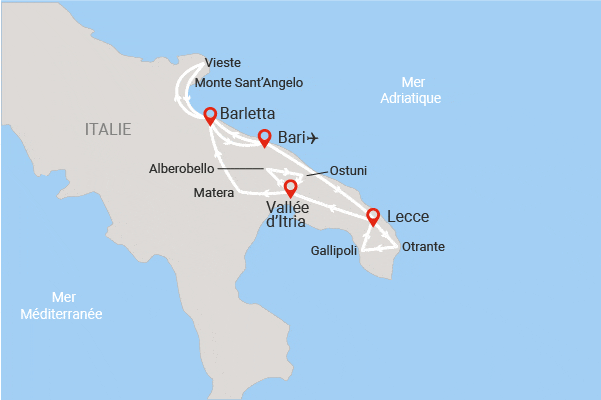 Circuit Trésors des Pouilles 3*/ bari Italie