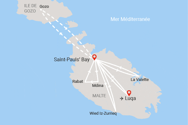 Circuit Beautés maltaises - hôtel Bella Vista st_paul_s_bay Malte