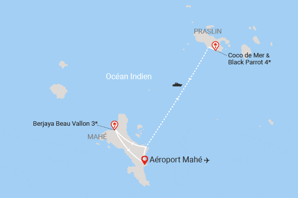 Combiné hôtels 2 îles - Coco de Mer 4* (4 nuits) + Berjaya Beau Vallon 3* (3 nuits) mahe Seychelles