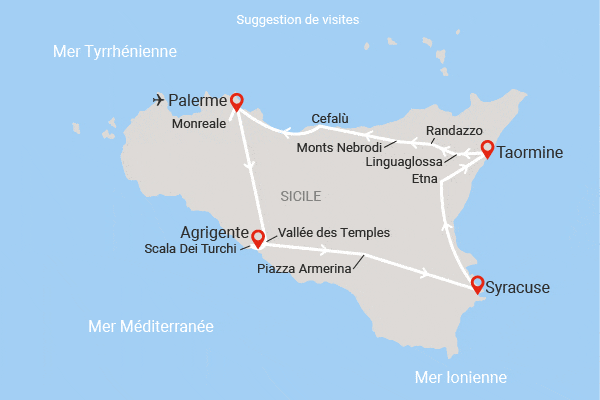 Autotour Sur la Route de la Sicile en arrivée Palerme palerme Sicile et Italie du Sud