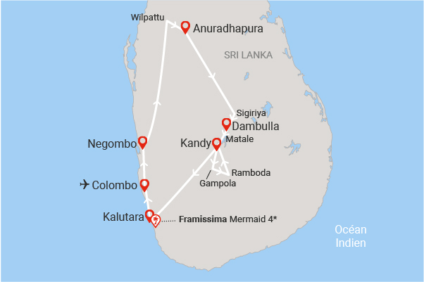 Circuit Intense Sri Lanka (privatif) & extension au Framissima Mermaid 4* colombo Sri Lanka