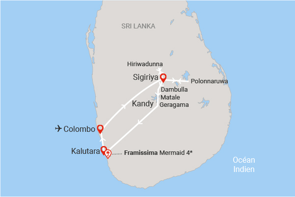 Circuit Royaume de Ceylan (privatif) & extension au Framissima Mermaid 4* colombo Sri Lanka